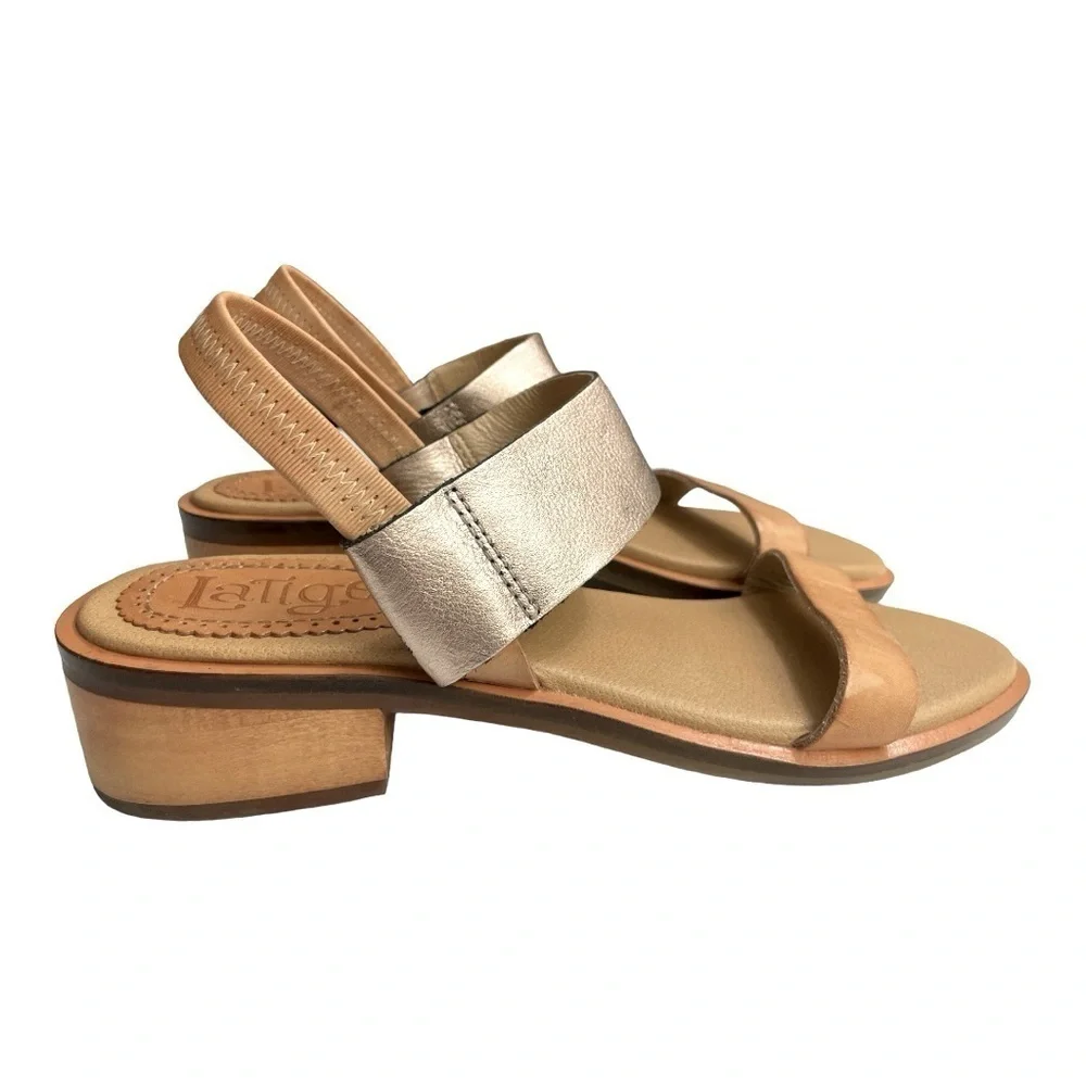 ANTHROPOLOGIE LATIGO slip on heeled strappy leather sandal 8.5M
